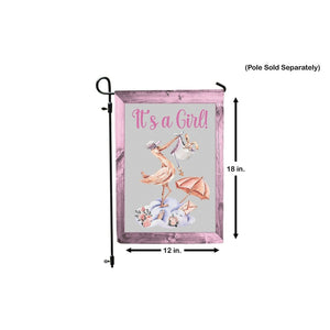 IT'S A GIRL Garden Flag Stork Bringing New Baby Double Sided Shower Arrival Sign NEW