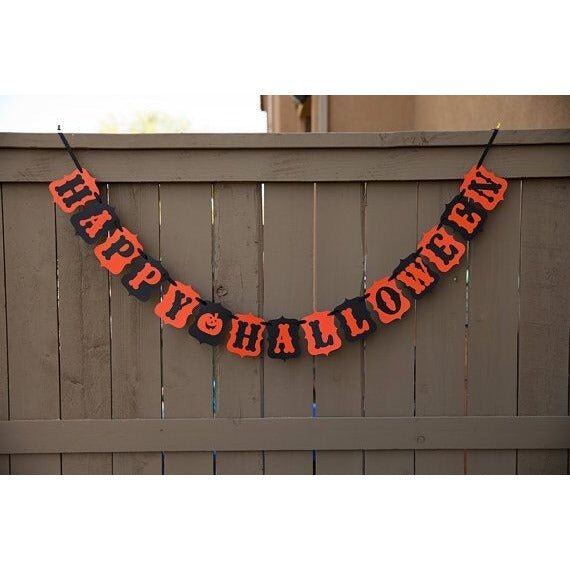 Happy Halloween Party Decor Banner Garland with 50 Orange & 50 Black Balloons