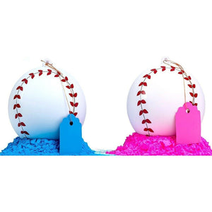 Gender Reveal Baseball Set One Pink & 1 Blue Powder Ball Pre-Filled Boy or Girl