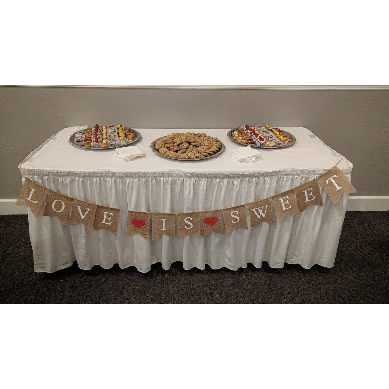 Love is Sweet Burlap Banner - Valentine's Day Engagement Wedding Reception Bride