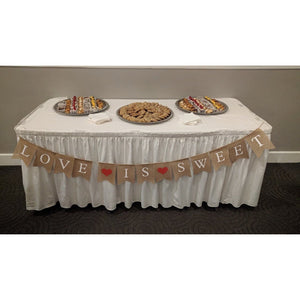 Love is Sweet Burlap Banner - Valentine's Day Engagement Wedding Reception Bride