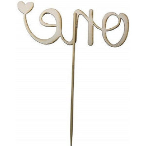 ONE First Birthday Cake Topper Pick SILVER Happy 1st Smash Party Decorations