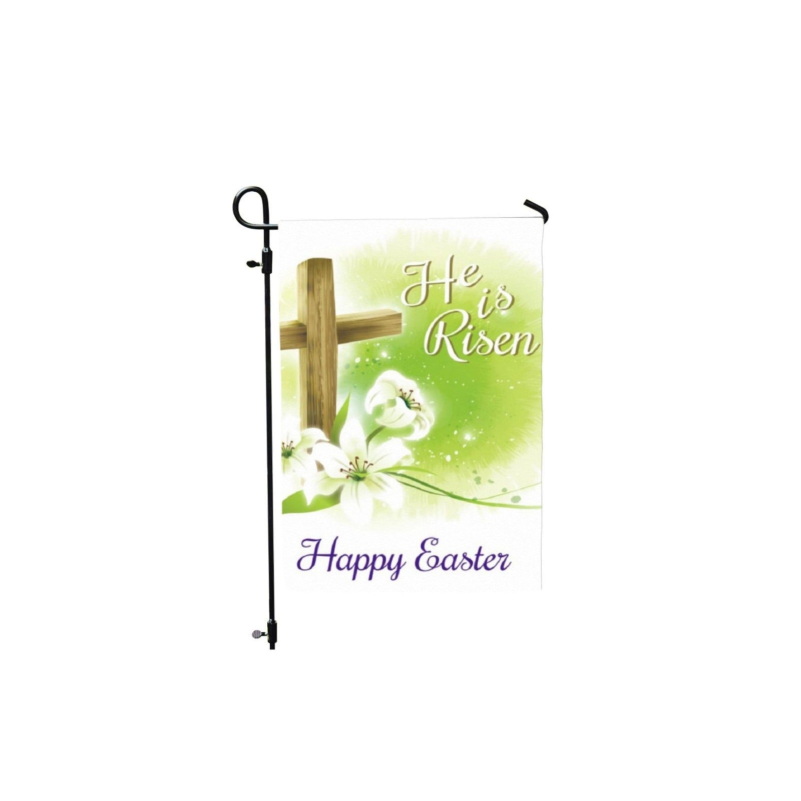 HE IS RISEN Happy Easter Garden Flag Religious Inspirational Cross Theme 12 x 18