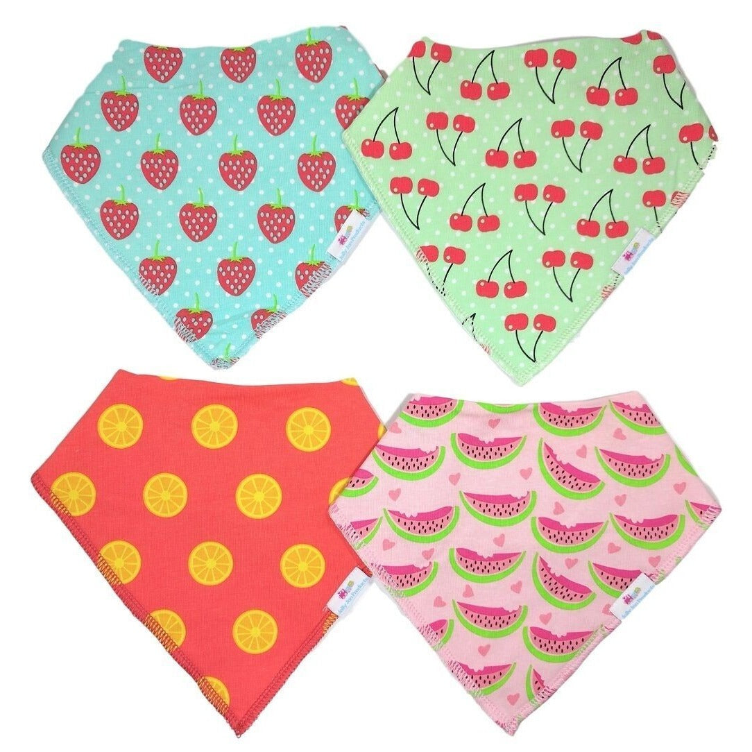 Drool Bibs with Snaps Bandana Baby Bib For Girls Cotton Bibs NEW 4 Piece Set