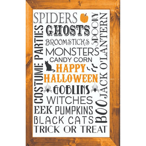 HAPPY HALLOWEEN Double Sided Garden Flag - Holiday Subway Tile Word Art NEW