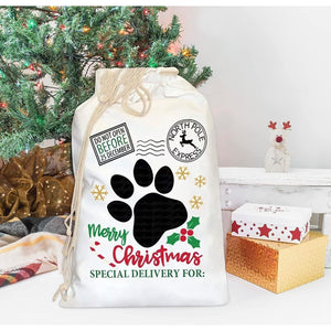 Pet Christmas Drawstring Bag Santa Sack - Reusable Gift Christmas Bag for Dogs