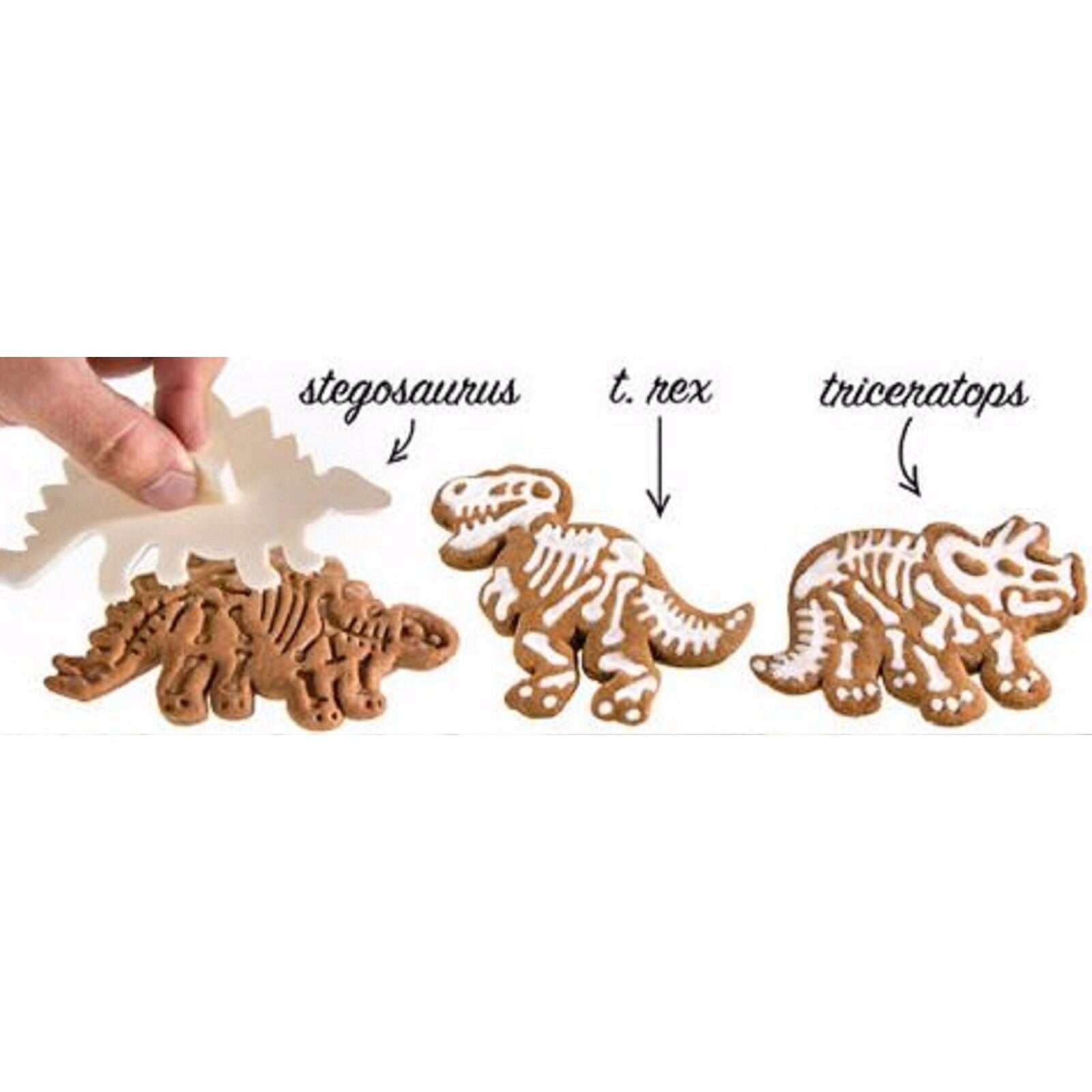 Dinosaur Skeleton Cookie Cutters Fossil 3-D Molds LARGE 3D Stampers 6 pc Set NEW