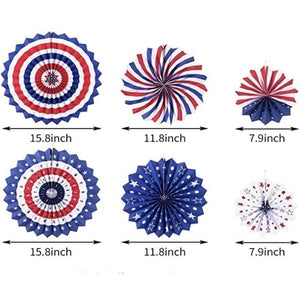 Fourth of July Decorations  USA Patriotic Party Decor Bundle Balloons Paper Fans