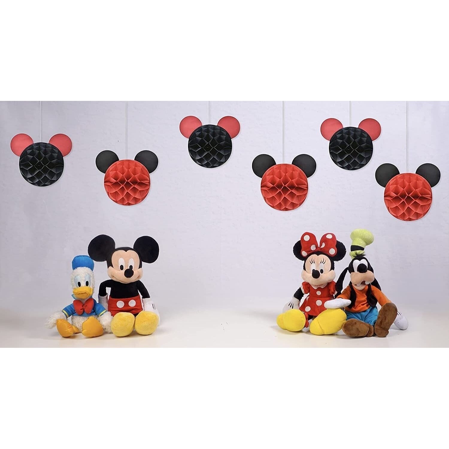 Mickey Helium Birthday Balloons & 6 Mickey Mouse Honeycomb Balls Red Black NEW