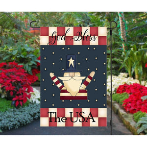 GOD BLESS THE USA Uncle Sam Prim Double Sided Patriotic Garden Flag 4th of July