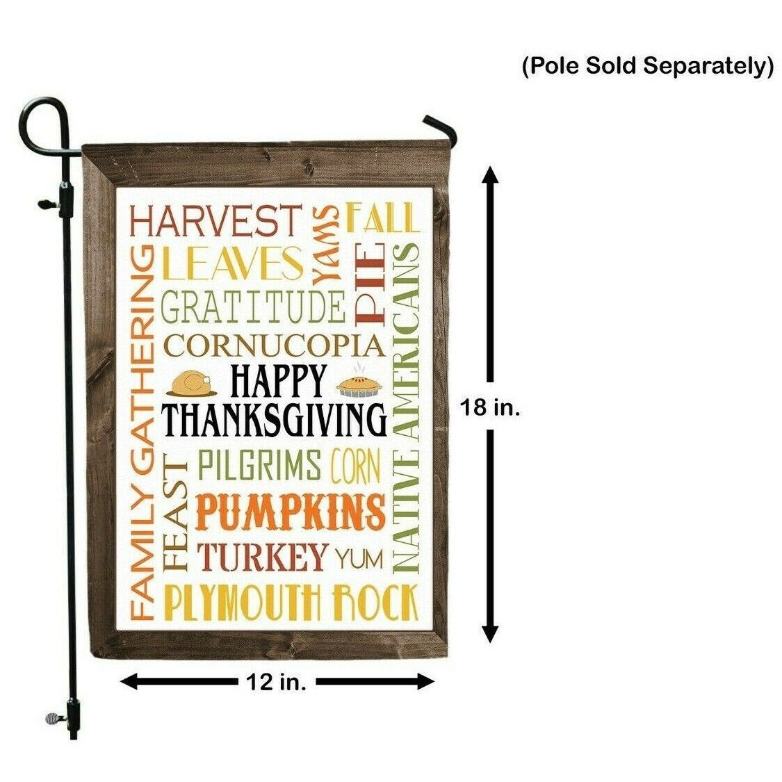 HAPPY THANKSGIVING Double Sided Garden Flag - Holiday Subway Tile Word Art