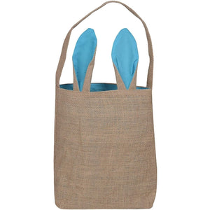 Easter Egg Hunt Basket Bag  Bunny Rabbit Light Blue Ear Design Reusable Book Bag