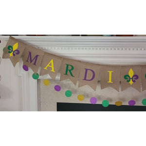 MARDI GRAS Burlap Garland Holiday Banner Circle Hanging Decorations Party Supplies