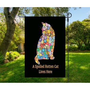 A Spoiled Rotten Cat Lives Here Double Sided Garden Flag Colorful Yard Decor