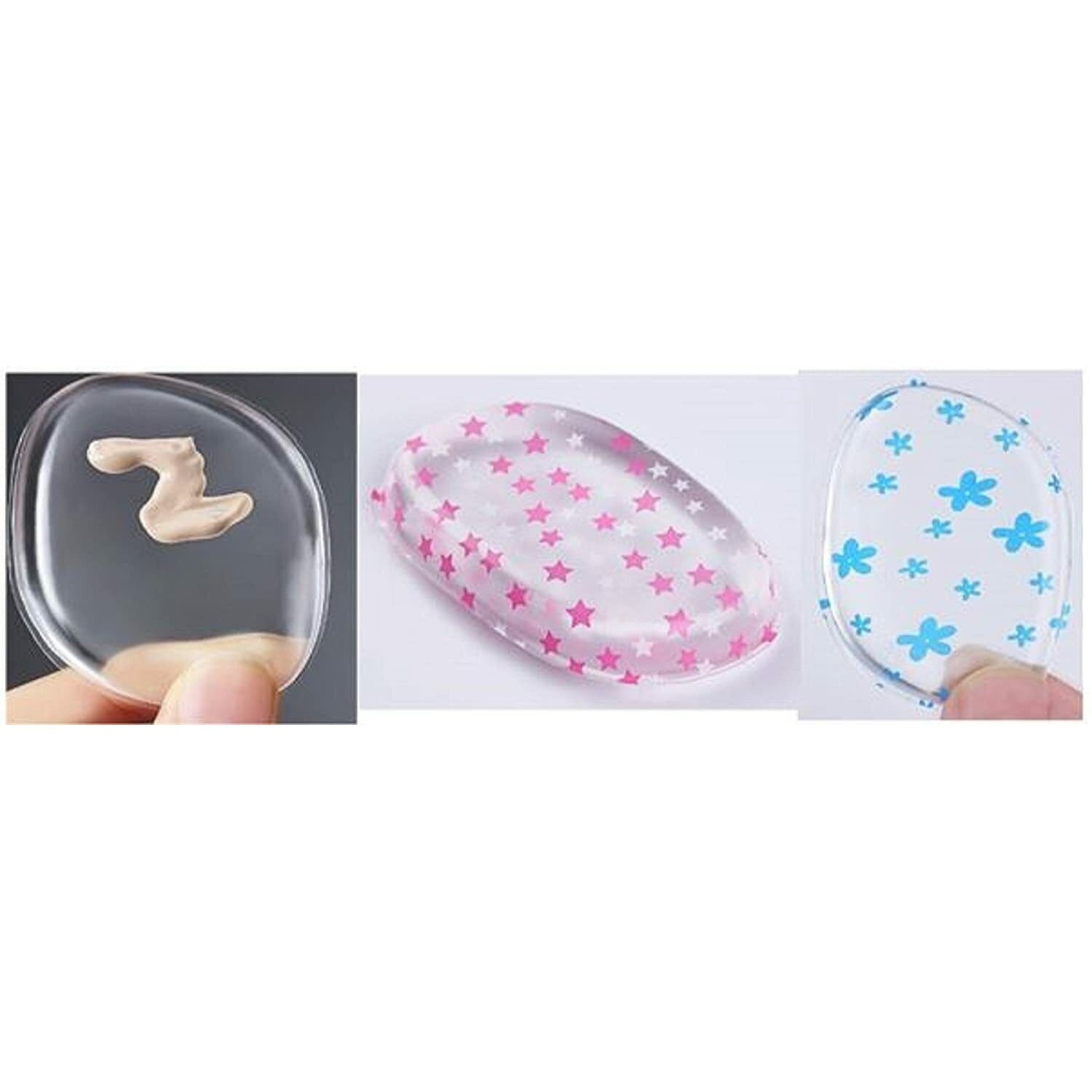 Silicone Makeup Applicator Beauty Foundation Blenders Star Flower Clear Set of 3