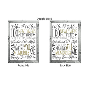 NEWLYWED Garden Flag Subway Tile Word Double Sided WEDDING Mr & Mrs MARRIED I DO