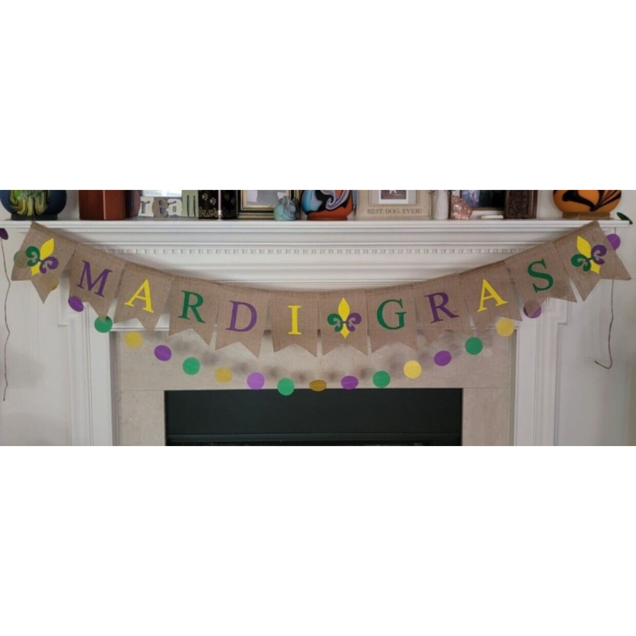 MARDI GRAS Burlap Garland Holiday Banner Circle Hanging Decorations Party Supplies