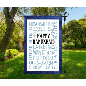 HAPPY HANUKKAH Double Sided Garden Flag Jewish Holiday Subway Tile Word Art