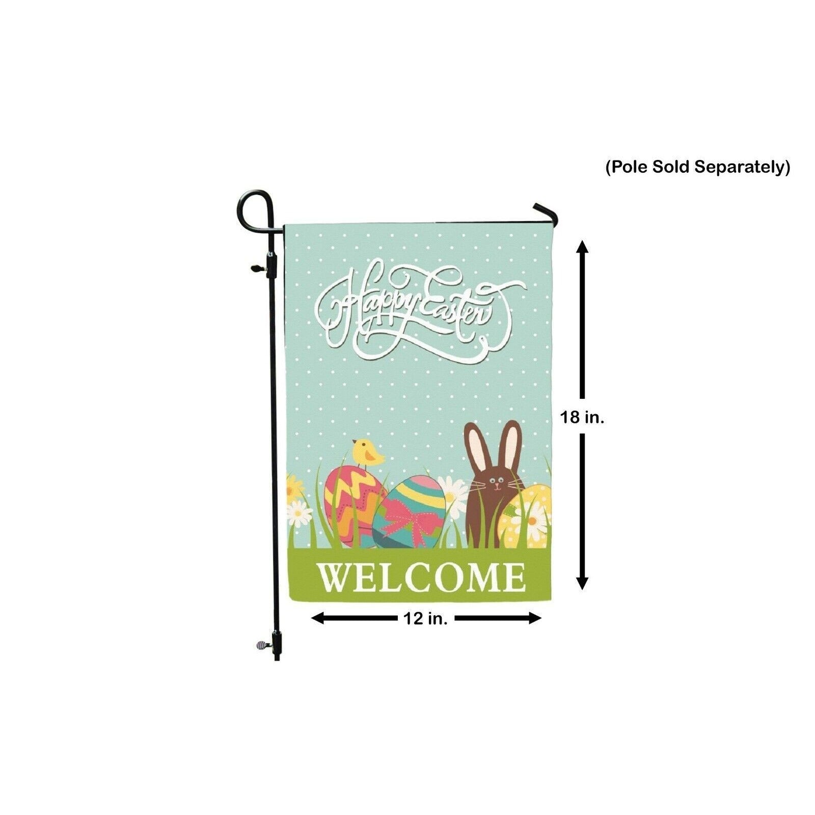 Happy Easter Garden Flag WELCOME Double Sided Brown Bunny Chick Design 12 x 18