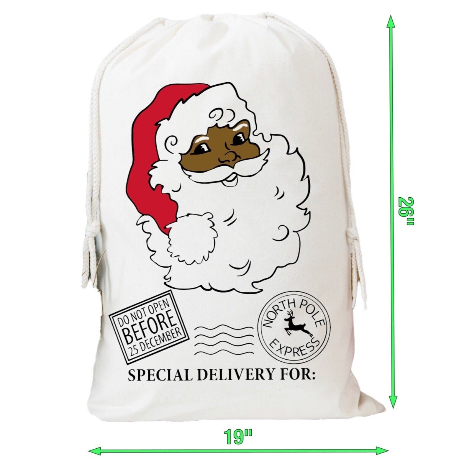 Black Santa Sack Christmas Bag Cotton Gift Wrap Sacks XMAS Childrens Gift Bags