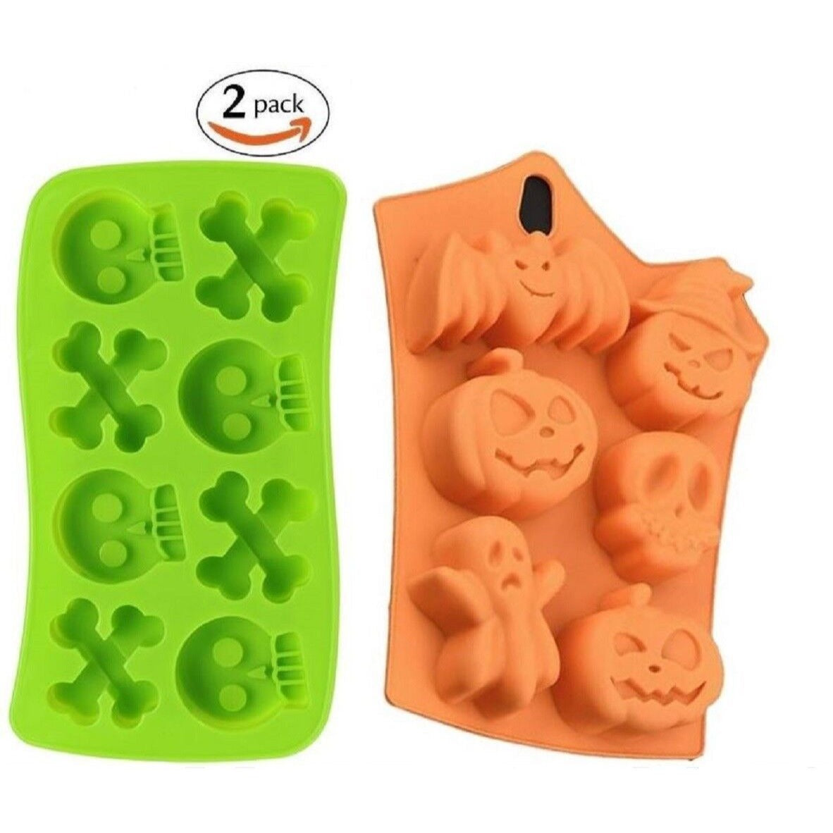 Halloween Soap Molds Set 2 Silicone Bath Bomb DIY Pumpkins Skulls Ice