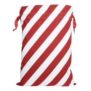 Red Candy Cane Christmas Bag Santa Claus Sack Cotton XMAS Kids Gift Bags