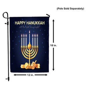 Happy Hanukkah Garden Flag 2 Sided Double Side Let the Light Shine Bright NEW