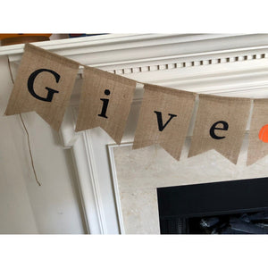 GIVE THANKS Burlap Garland Thanksgiving Banner Party Hanging Decoration Supplies