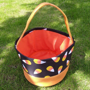 Candy Corn Halloween Bucket Bag Trick or Treat Reusable Orange Candy Bag