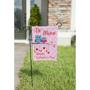 Pink Owl Be Mine Valentines Day Garden Flag Valentine's Day Owls Hearts Love NEW