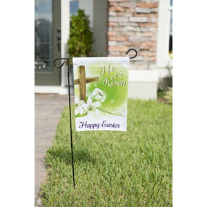 HE IS RISEN Happy Easter Garden Flag Religious Inspirational Cross Theme 12 x 18