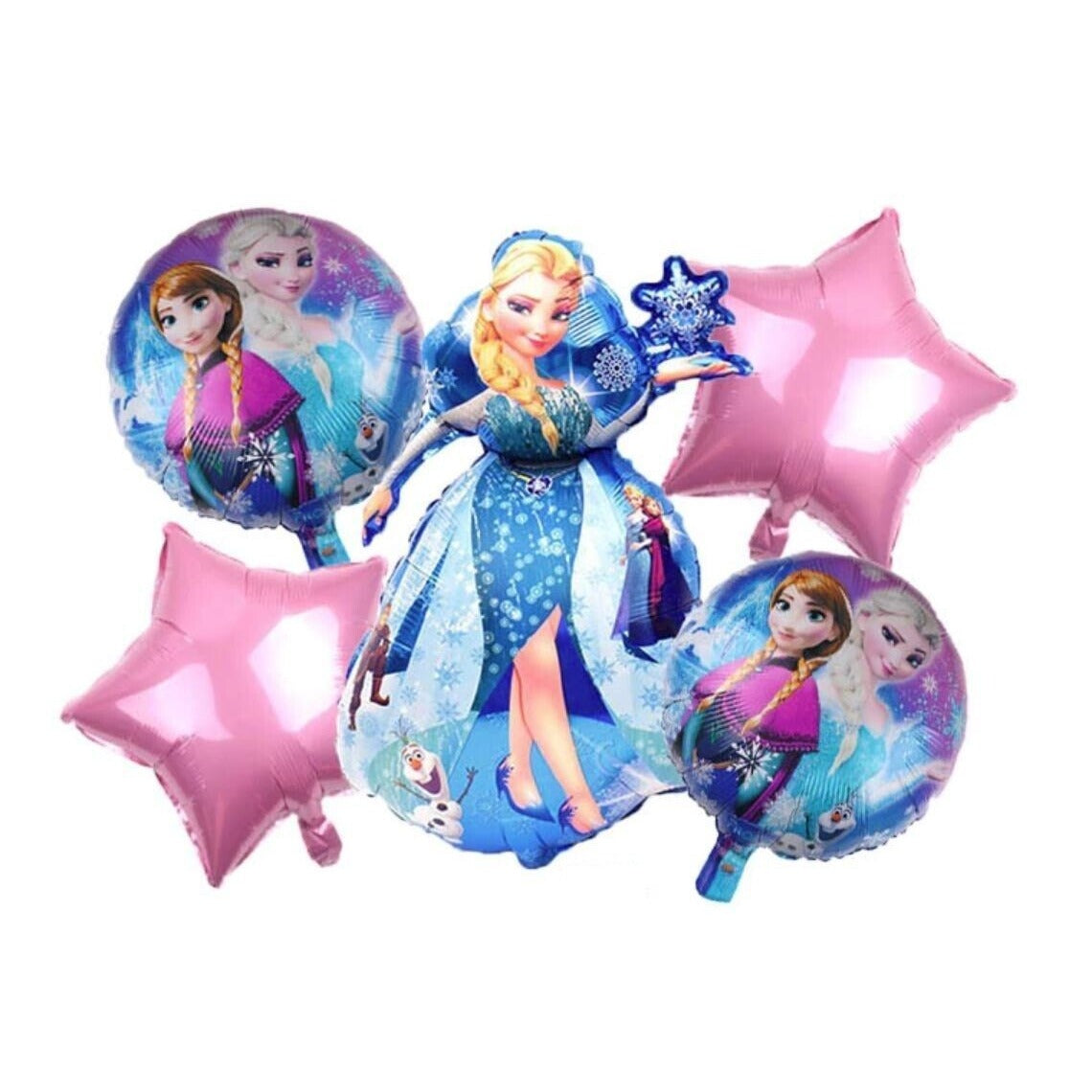 Frozen Birthday Party Elsa & Anna Mylar Helium Balloons & Ribbon