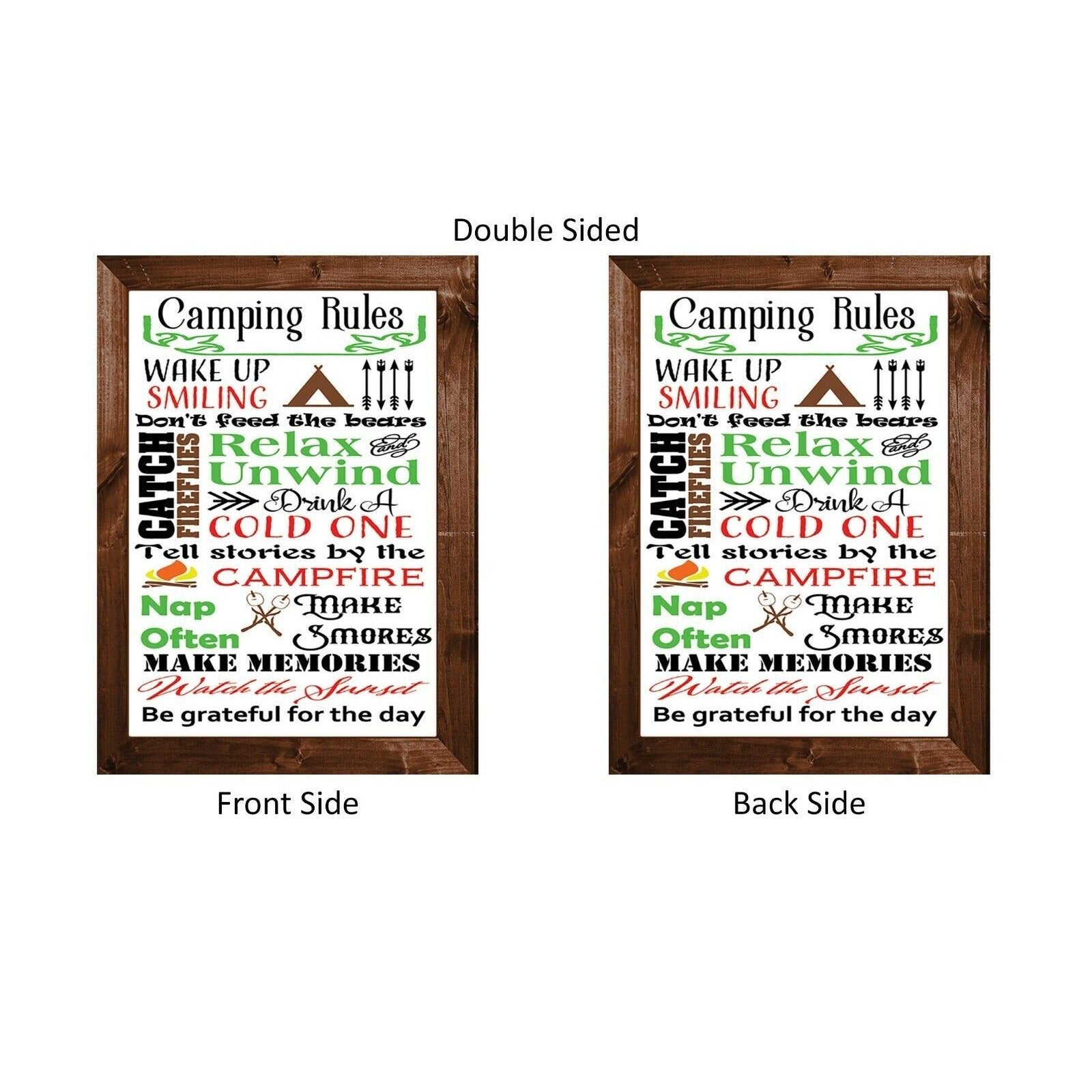 CAMPING RULES Theme Double Sided Garden Flag - Camper Subway Tile Word Art