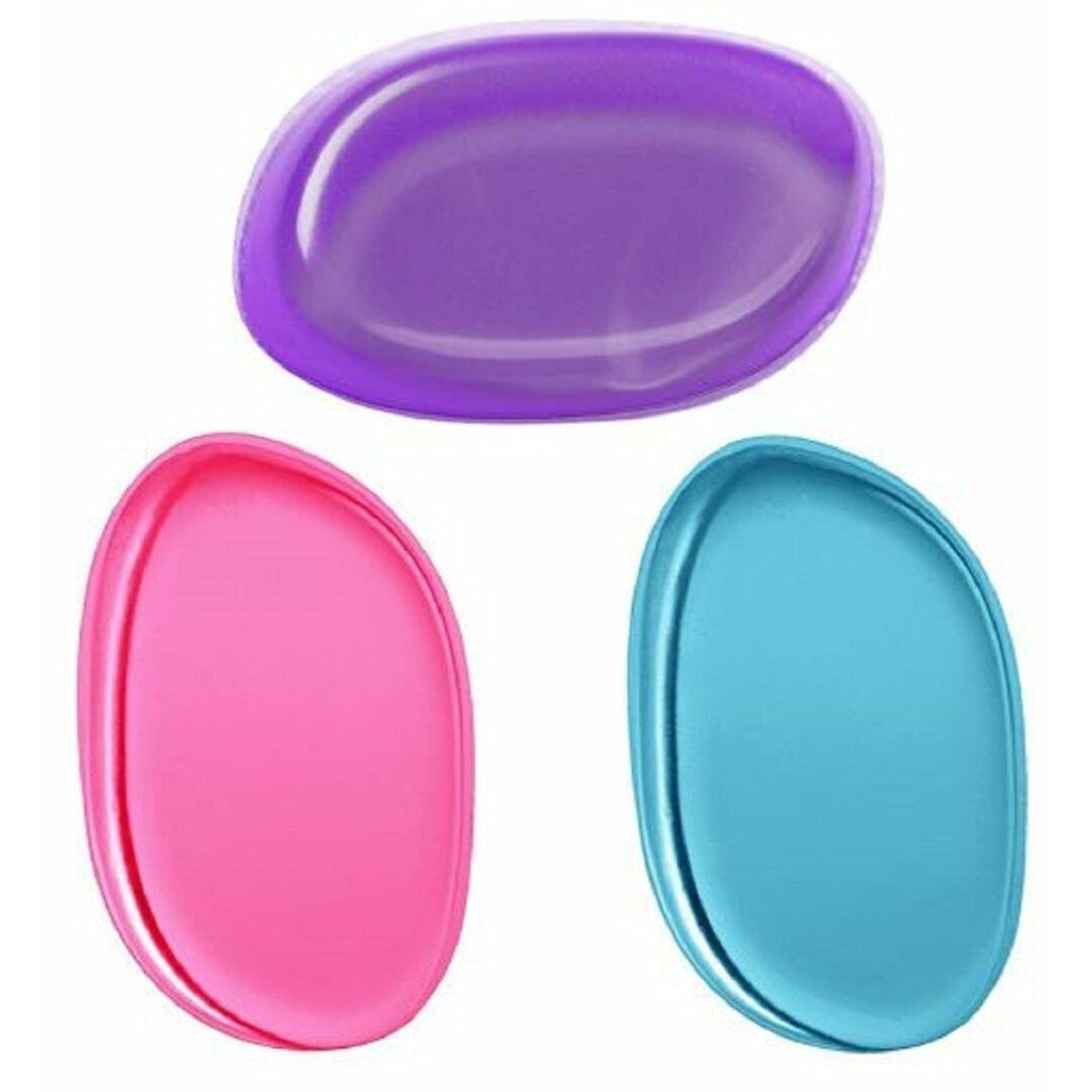 Silicone Makeup Applicators Beauty Foundation Blenders Blue Pink Purple Clear Set of 4