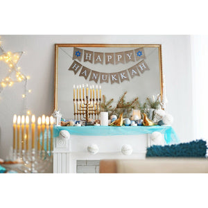 Happy Hanukkah Banner Chanukah Decorations Judaica Burlap Party Garland Decor