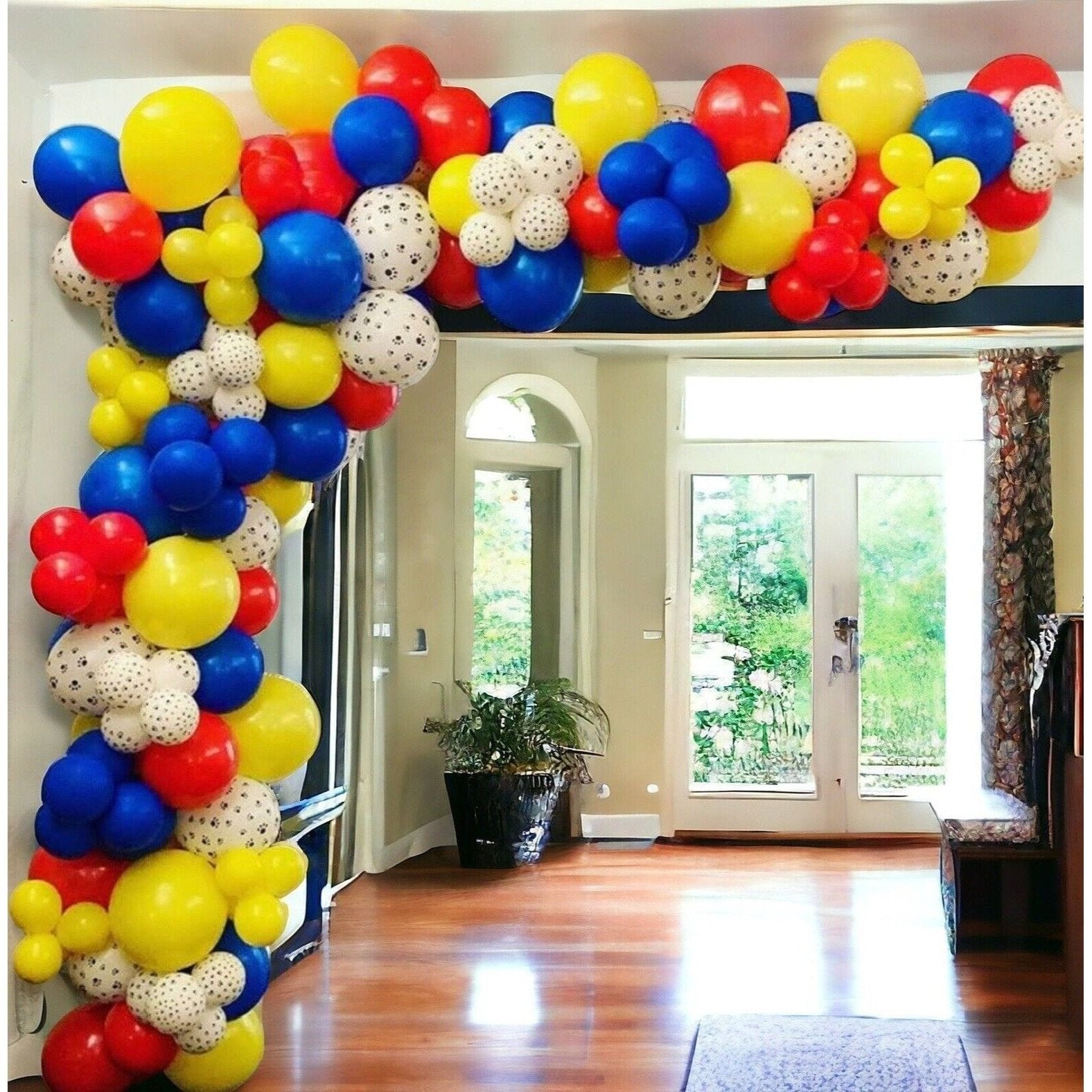 Paw Dog Theme Birthday Balloon Arch Garland Birthday Party Decoration 124 Latex Balloons with All Accessories Needed - You Supply the Air NEW