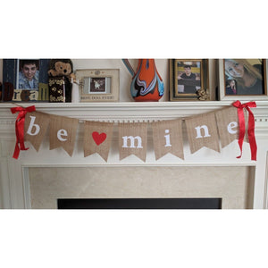 BE MINE Burlap Banner Garland Valentine's Day Engagement Prop Wedding Reception