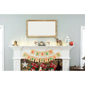 Merry Christmas Burlap Garland Banner - Christmas Party Winter Colorful Sign