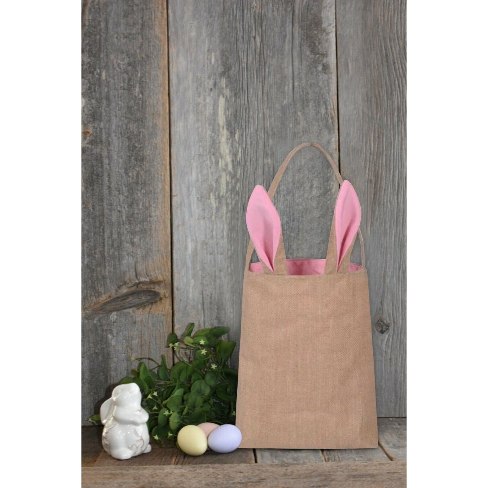 Easter Egg Hunt Basket Bag Bunny Rabbit Pink Ears Design Reusable Gift Bag NEW