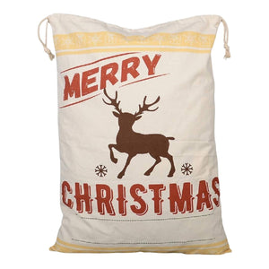 Reindeer Christmas Bag Santa Claus Sack Cotton XMAS Childrens Gift Bags