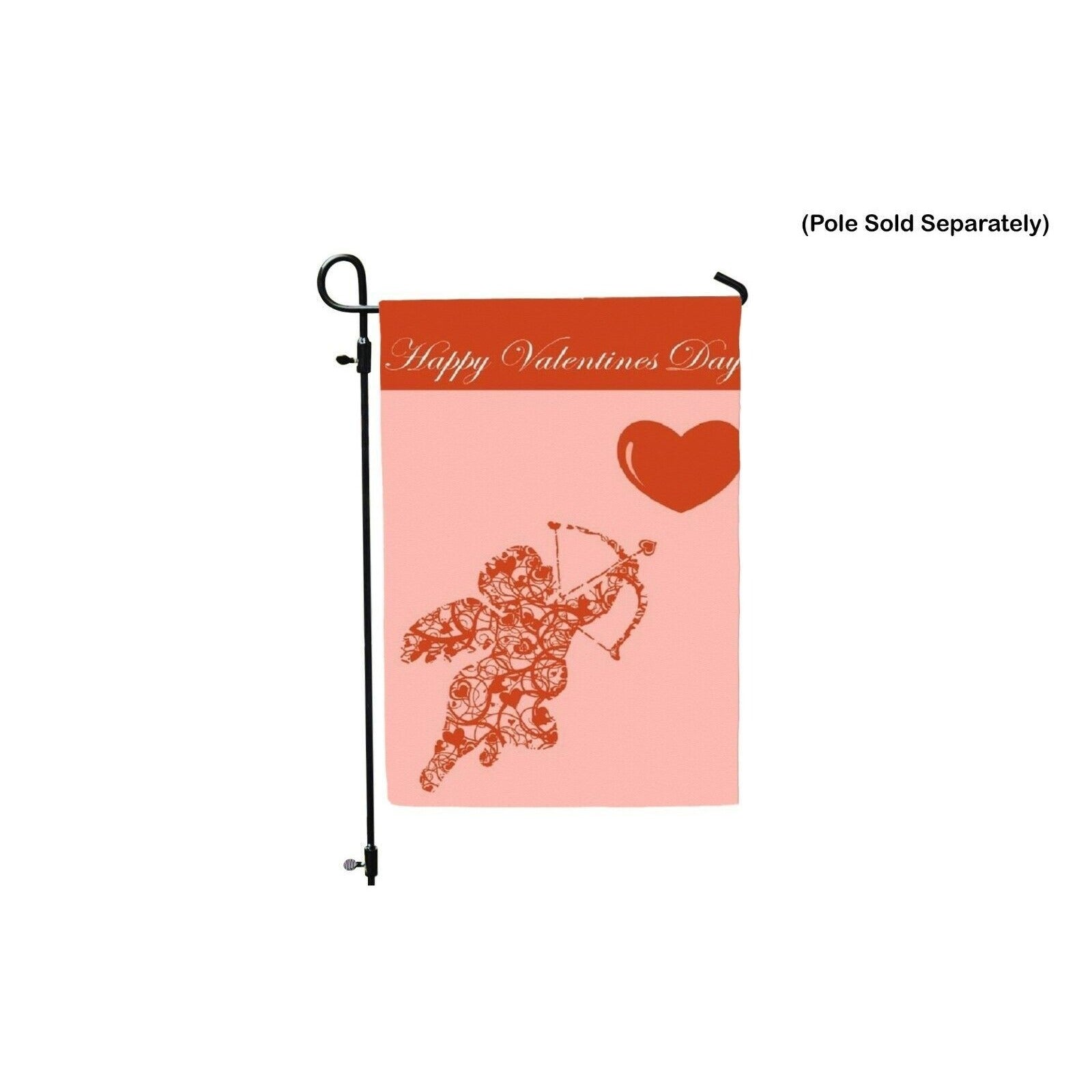 Happy Valentines Day Garden Flag - Double Sided Yard Decoration Cupid & Heart NEW