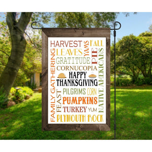 HAPPY THANKSGIVING Double Sided Garden Flag - Holiday Subway Tile Word Art