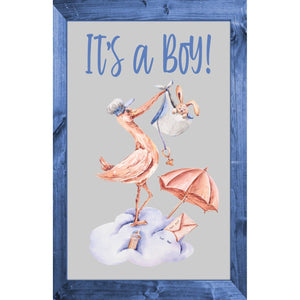 IT'S A BOY Garden Flag Stork Bringing a New Baby Double Sided Shower Arrival Sign NEW