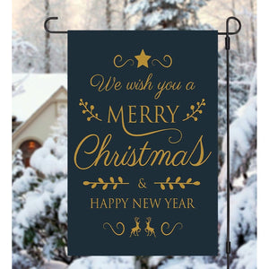 We Wish You a Merry Christmas & Happy New Year Double 2 Sided Garden Flag