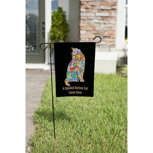 A Spoiled Rotten Cat Lives Here Double Sided Garden Flag Colorful Yard Decor