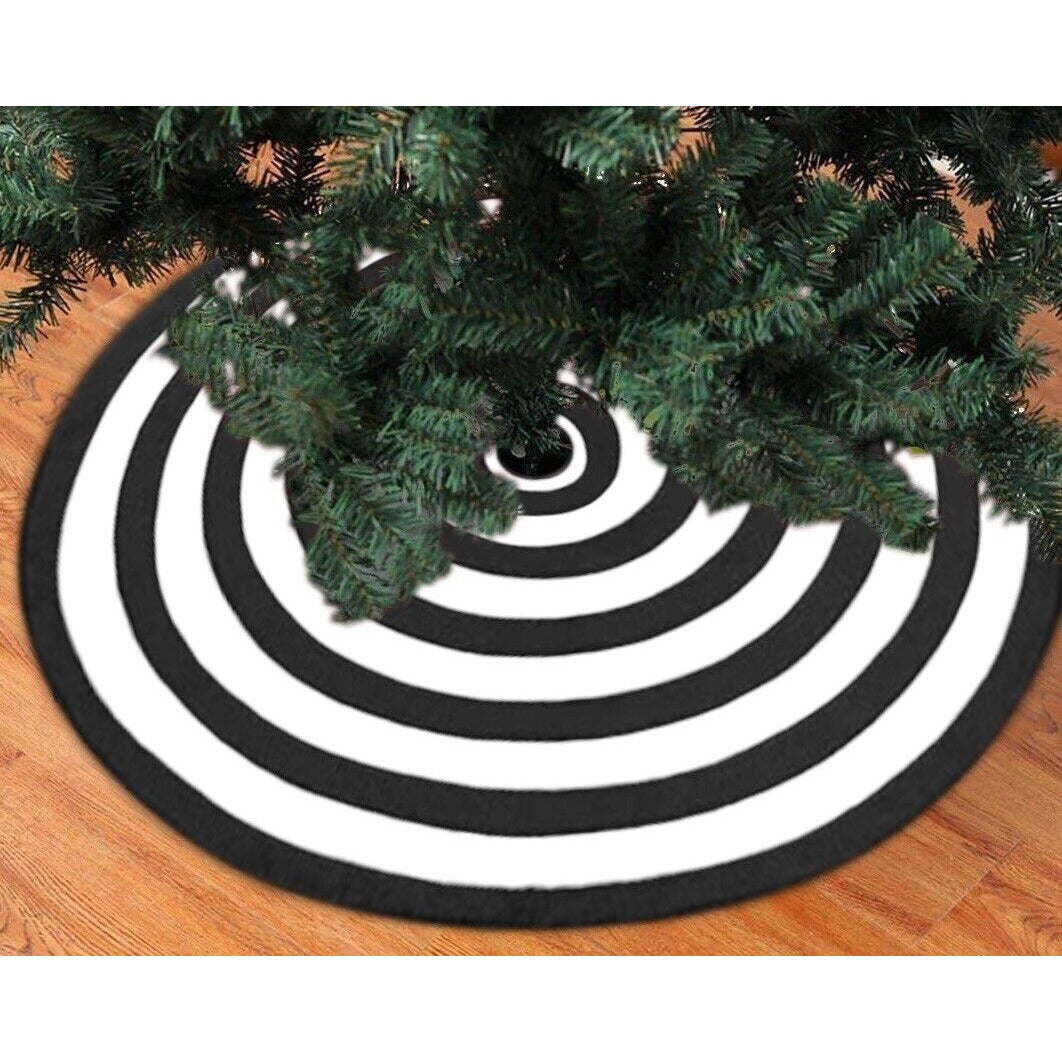 Christmas Tree Skirt Black & White Lollipop 48" Halloween Jack Skellington NBC Xmas