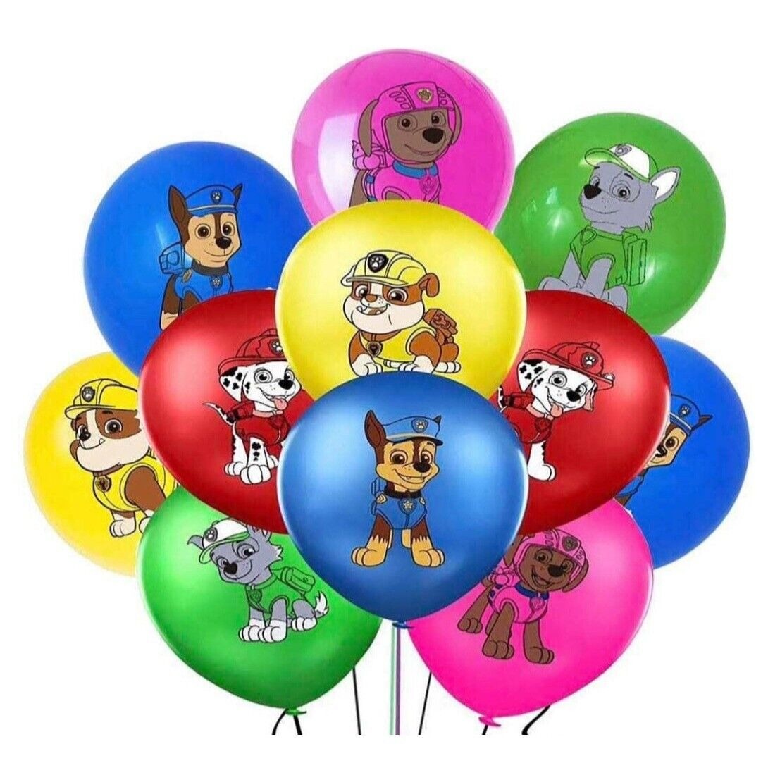 Paw Dog Theme Balloons and Birthday Banner Garland Party Decorations with Cake Topper