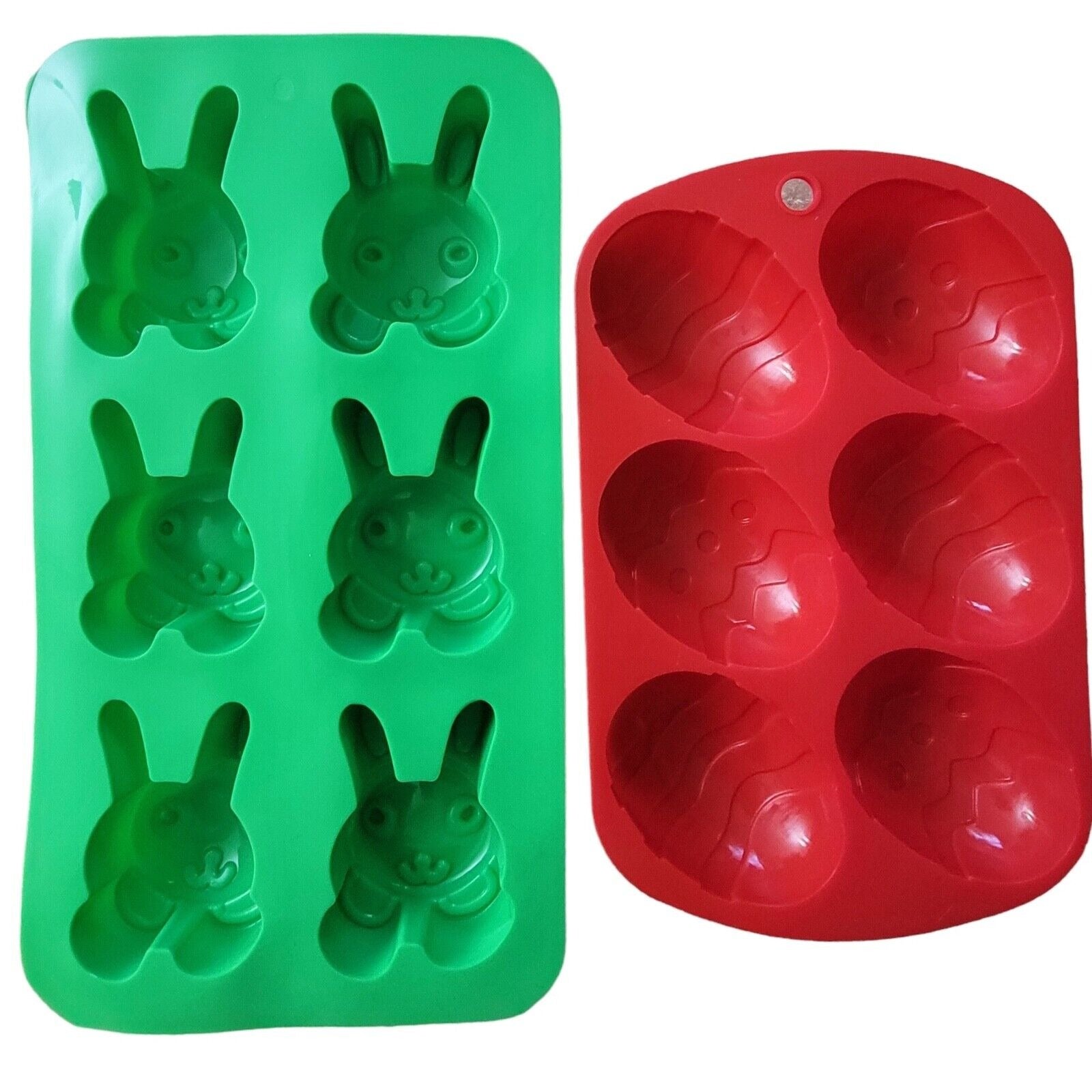 Easter Silicone Molds Rabbit and Egg Shaped Set of 2 Soap Mold DIY Bath Bombs New