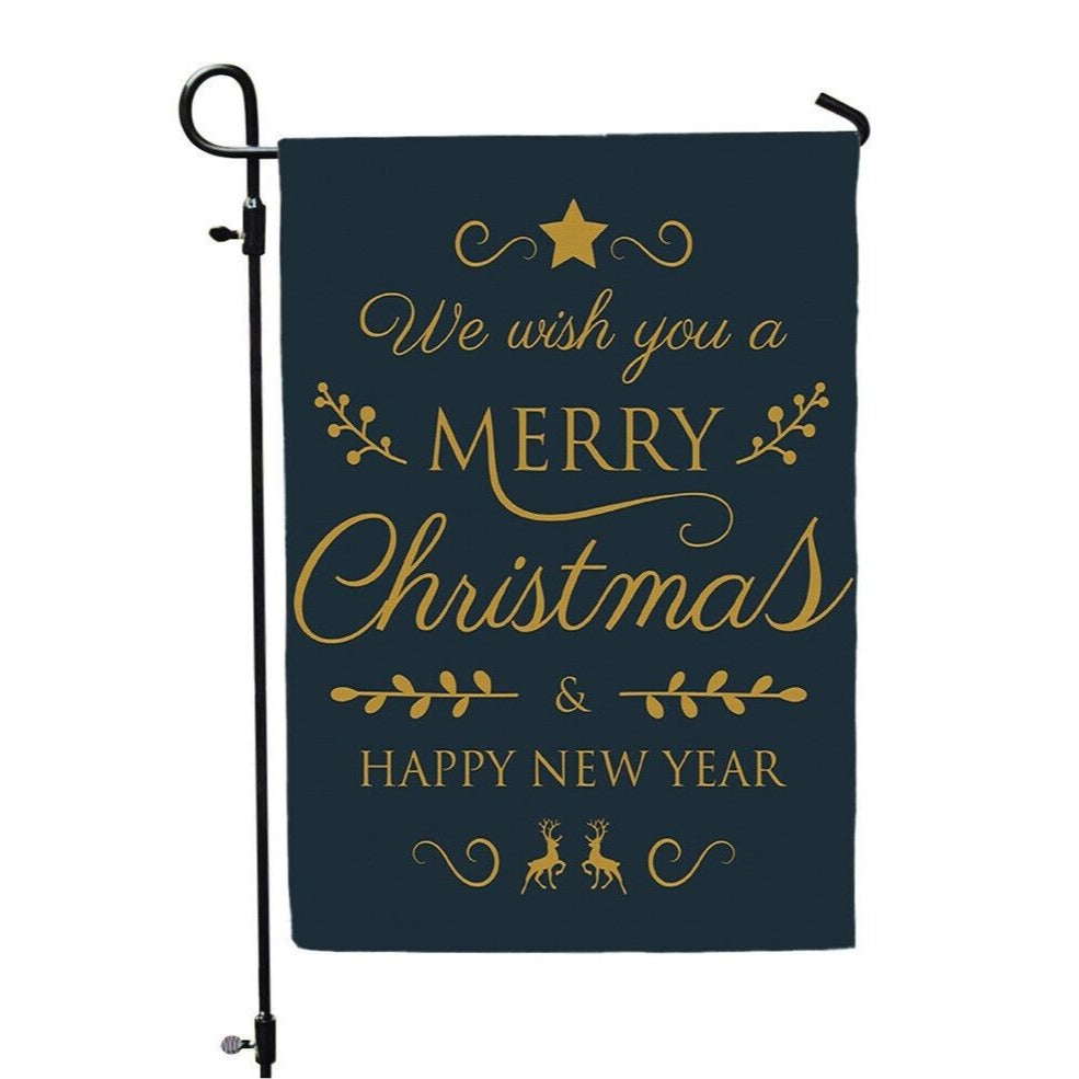 We Wish You a Merry Christmas & Happy New Year Double 2 Sided Garden Flag