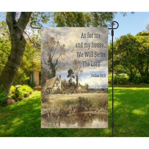 AS FOR ME AND MY HOUSE WE WILL SERVE THE LORD Religious Garden Flag Bible Verse